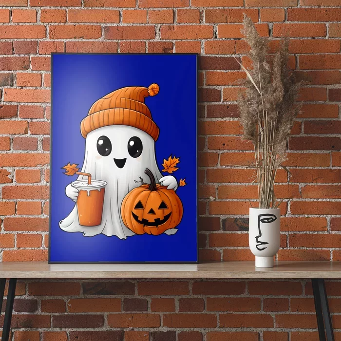 Ghost Ing Coffee Halloween Pumpkin Iced Coffee Lover Gift Poster