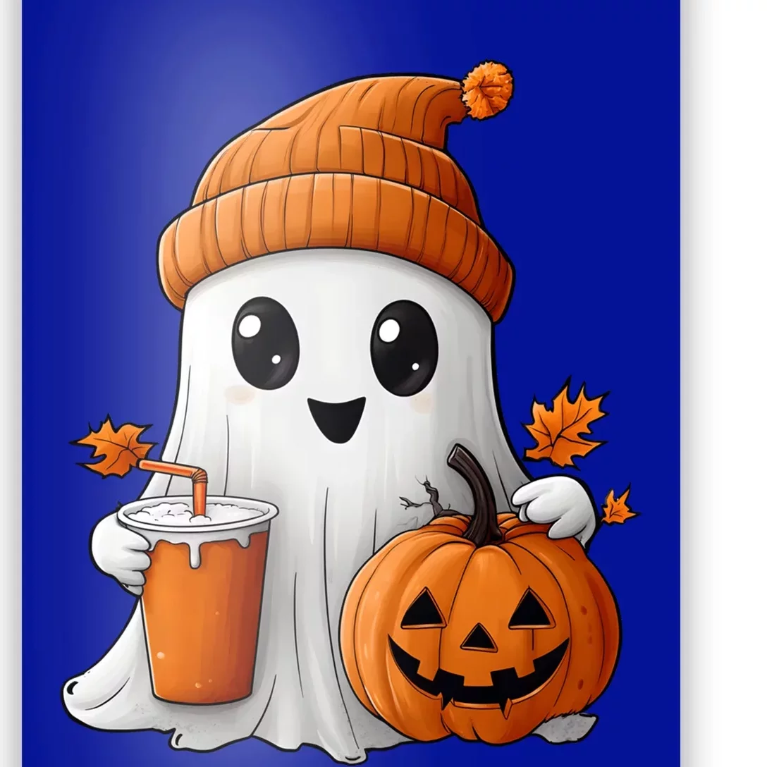 Ghost Ing Coffee Halloween Pumpkin Iced Coffee Lover Gift Poster