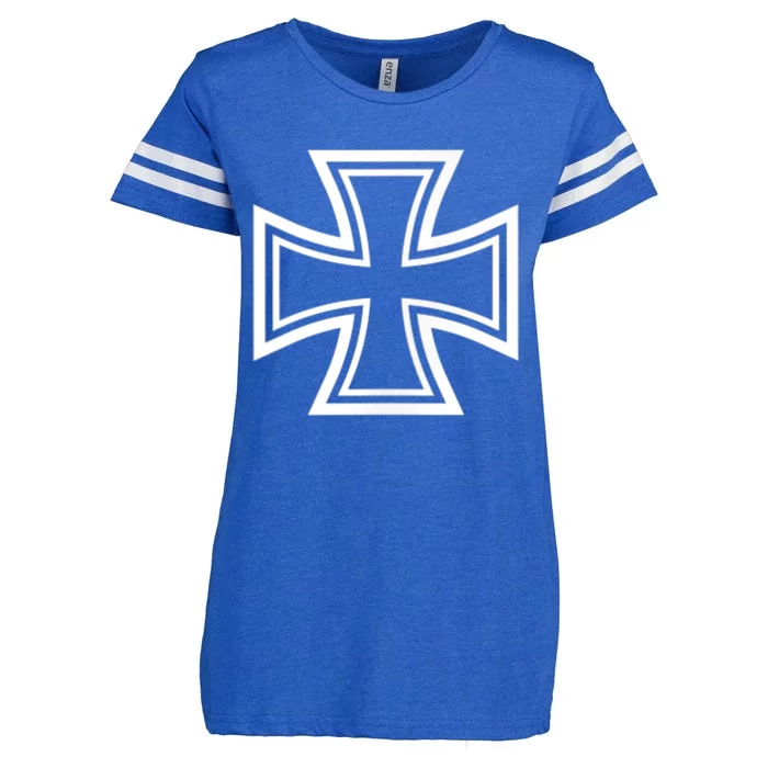 German Iron Cross Front & Back Print Enza Ladies Jersey Football T-Shirt