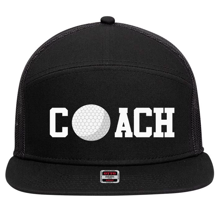 Golf Instructor Coach Golfer Golf Ball Gift Golf Course 7 Panel Mesh Trucker Snapback Hat