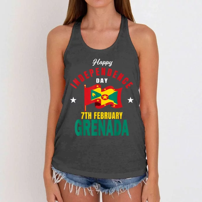 Grenada Independence Day Grenadian Grenada Flag Heart Women's Knotted Racerback Tank