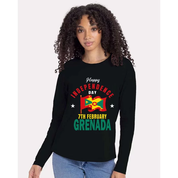 Grenada Independence Day Grenadian Grenada Flag Heart Womens Cotton Relaxed Long Sleeve T-Shirt