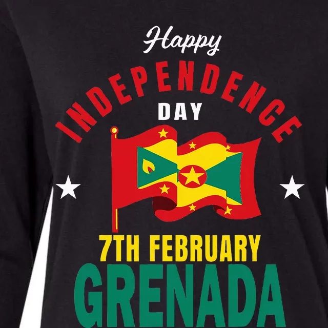 Grenada Independence Day Grenadian Grenada Flag Heart Womens Cotton Relaxed Long Sleeve T-Shirt