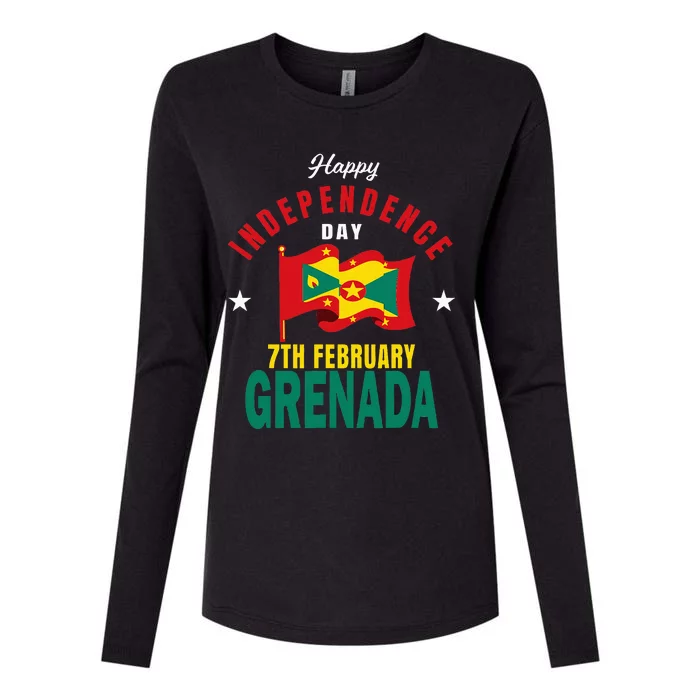 Grenada Independence Day Grenadian Grenada Flag Heart Womens Cotton Relaxed Long Sleeve T-Shirt