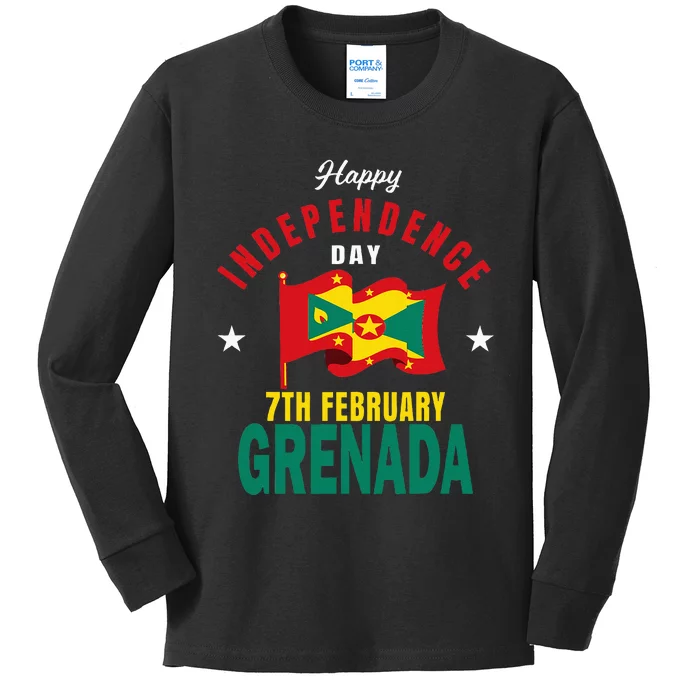 Grenada Independence Day Grenadian Grenada Flag Heart Kids Long Sleeve Shirt