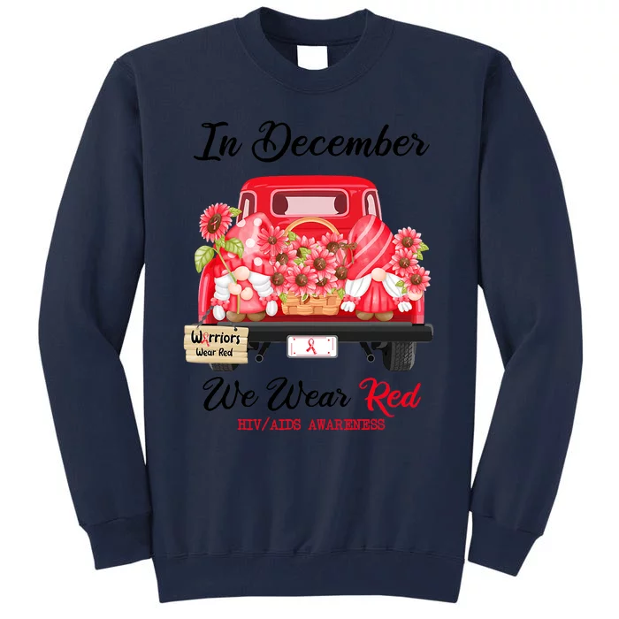 Gnome In December We Wear Red Ribbon HIVAIDS Awareness Tall Sweatshirt