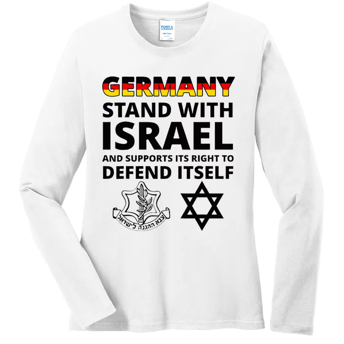 Germany Israel Deutsch with IDF Army Zava Zahal Shalom Tzhal Ladies Long Sleeve Shirt