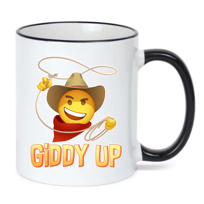 Giddy Up Cowboy Emoji Black Color Changing Mug