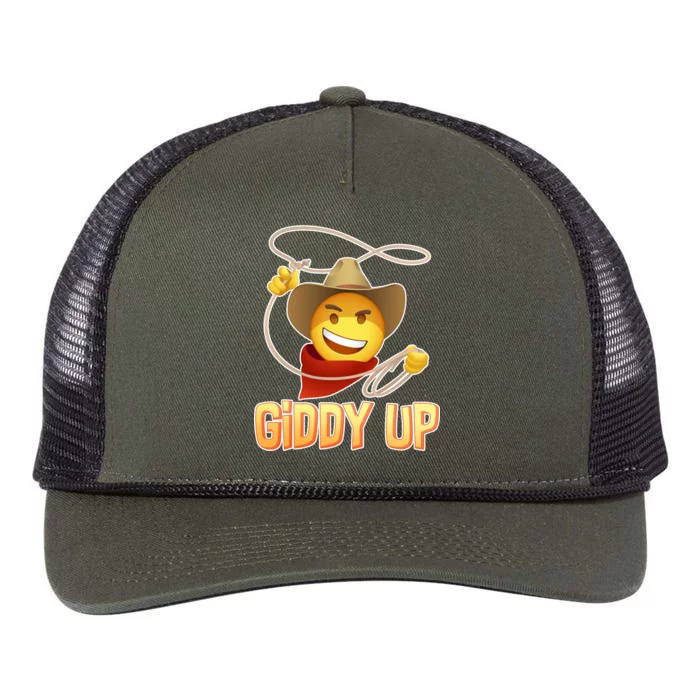 Giddy Up Cowboy Emoji Retro Rope Trucker Hat Cap