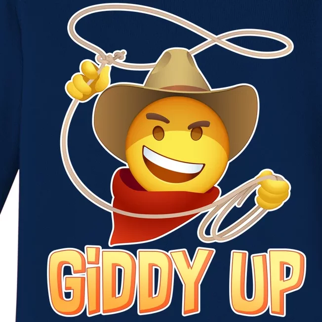 Giddy Up Cowboy Emoji Baby Long Sleeve Bodysuit