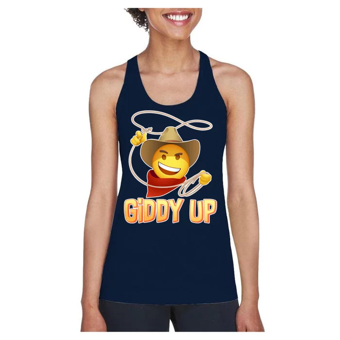 Giddy Up Cowboy Emoji Women's Racerback Tank