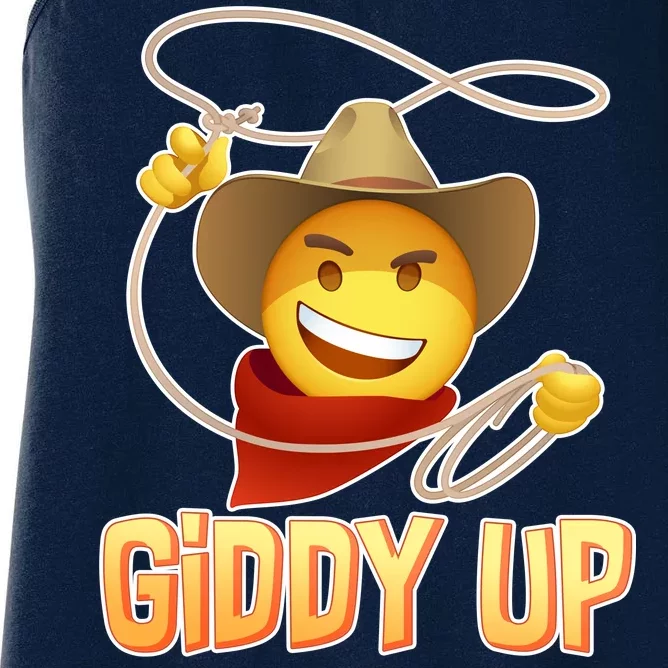 Giddy Up Cowboy Emoji Women's Racerback Tank