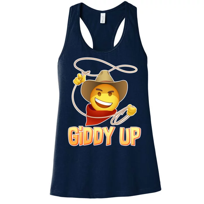 Giddy Up Cowboy Emoji Women's Racerback Tank