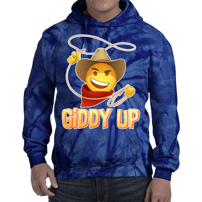 Giddy Up Cowboy Emoji Tie Dye Hoodie