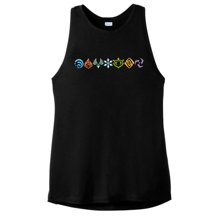 Genshin Impact Elements Gamer Ladies Tri-Blend Wicking Tank