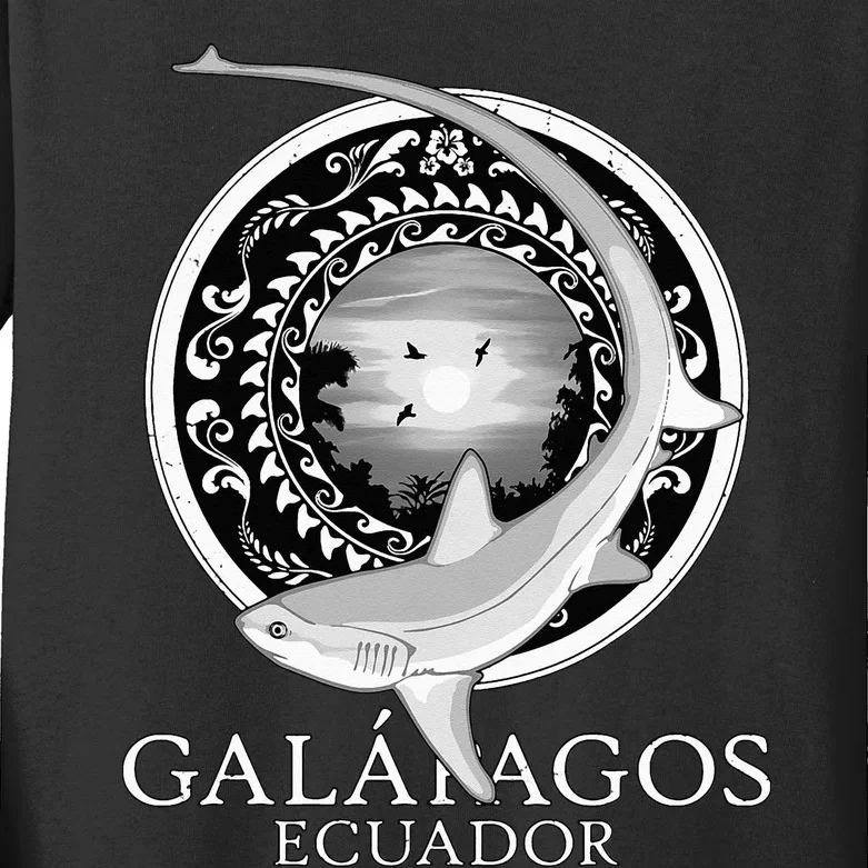 Galapagos Islands Ecuador Thresher Shark Kids Long Sleeve Shirt