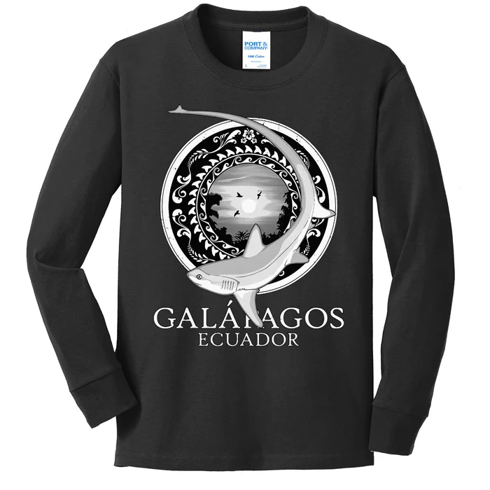 Galapagos Islands Ecuador Thresher Shark Kids Long Sleeve Shirt