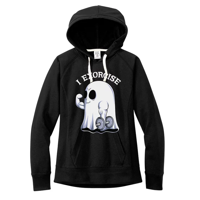 Ghost I Exorcise Funny Gym Exercise Workout Spooky Halloween Women's Fleece Hoodie