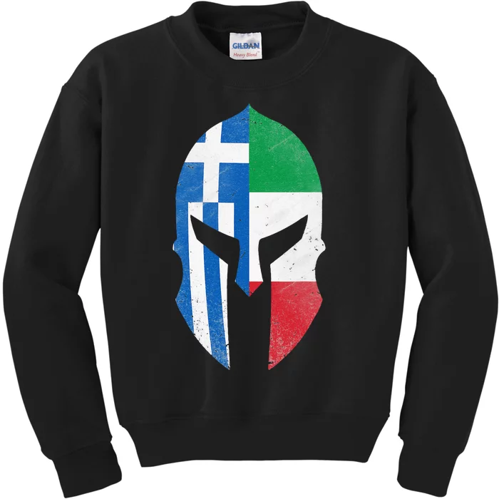 Greece Italy Flag Italian Greek Roots Helmet Kids Sweatshirt