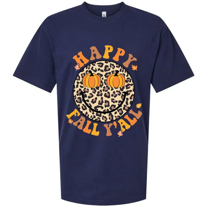 Groovy Its Fall Yall Leopard Autumn Halloween Thanksgiving Sueded Cloud Jersey T-Shirt