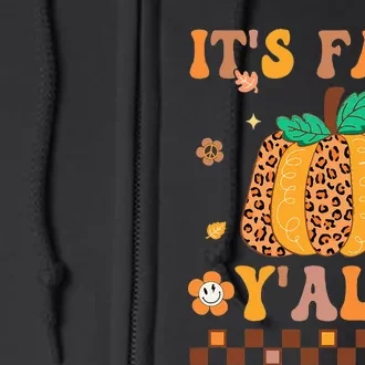 Groovy Its Fall Yall Leopard Pumpkin Autumn Thanksgiving Full Zip Hoodie