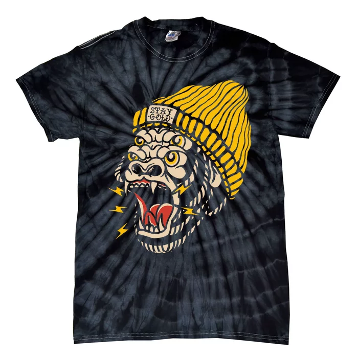 Gorilla Inked Flash Old School Ink Addict Traditional Tattoo Tie-Dye T-Shirt