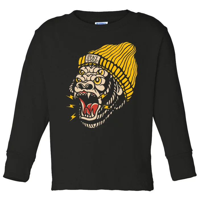 Gorilla Inked Flash Old School Ink Addict Traditional Tattoo Toddler Long Sleeve Shirt