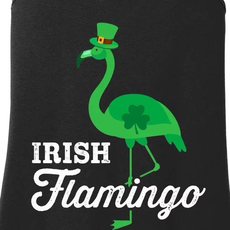 Green irish flamingo for funny St Patricks day Ladies Essential Tank