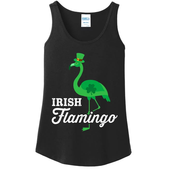 Green irish flamingo for funny St Patricks day Ladies Essential Tank