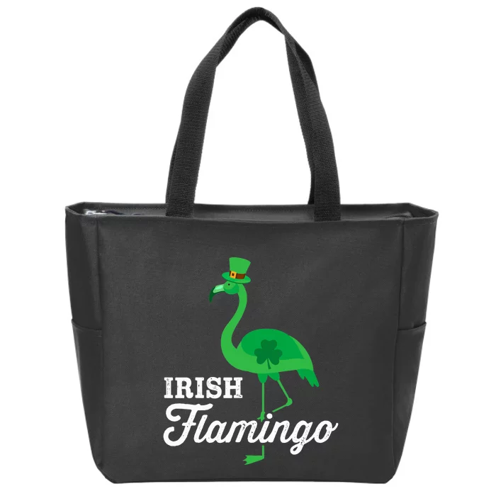 Green irish flamingo for funny St Patricks day Zip Tote Bag