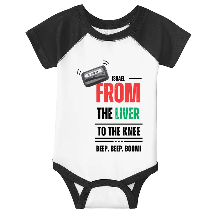 Goodbye Israel From The Liver To The Knee Beep Beep Boom Infant Baby Jersey Bodysuit