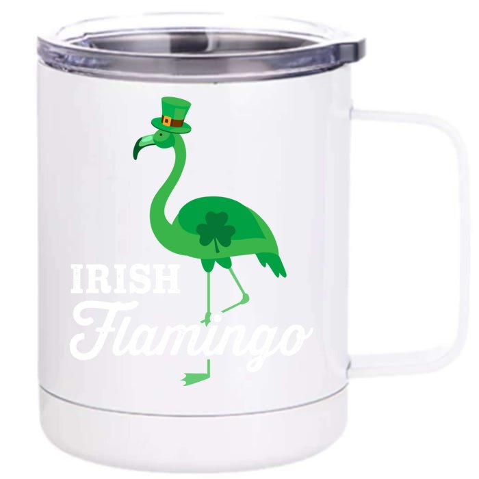 Green Irish Flamingo For Funny St Patricks Day Cute Gift Front & Back 12oz Stainless Steel Tumbler Cup