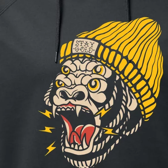 Gorilla Inked Flash Old School Ink Addict Traditional Tattoo Performance Fleece Hoodie