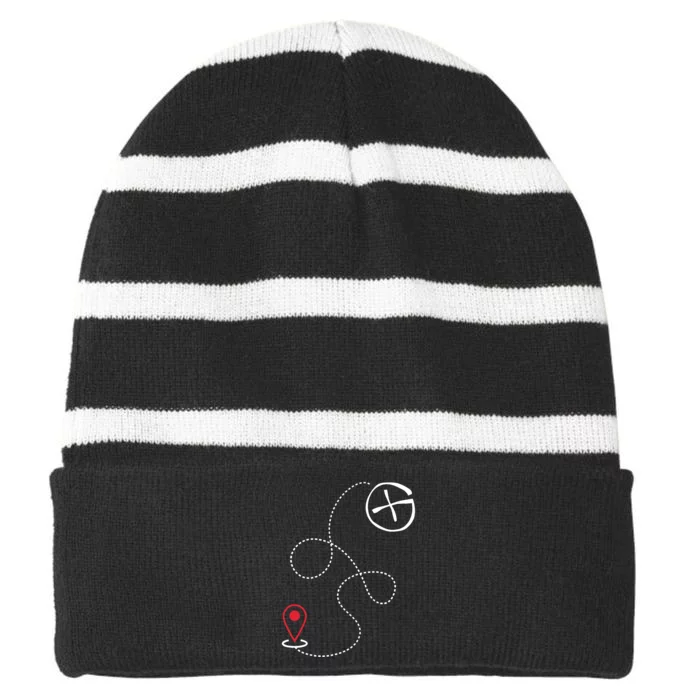 Geocache I Geography Outdoors I Geocaching Striped Beanie with Solid Band