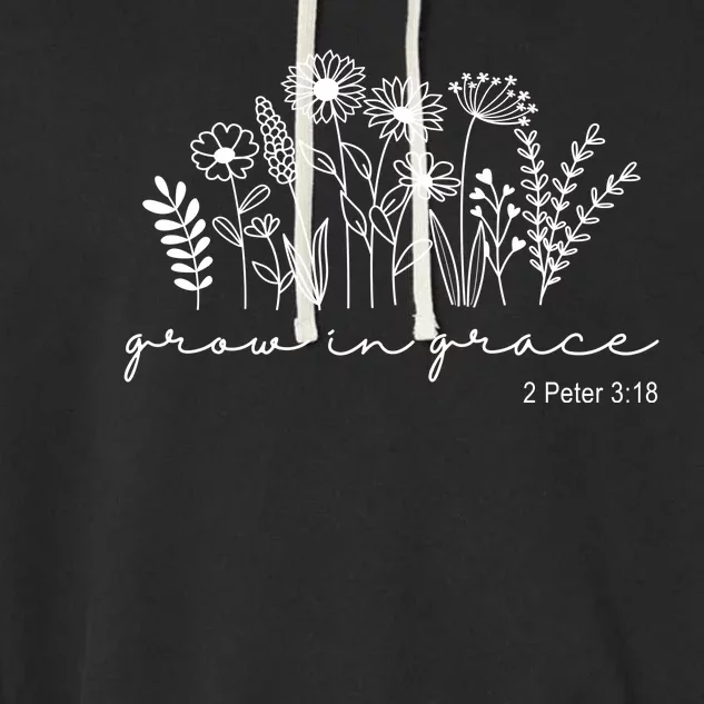 Grow In Grace 2 Peter 3:18 Floral Garment-Dyed Fleece Hoodie