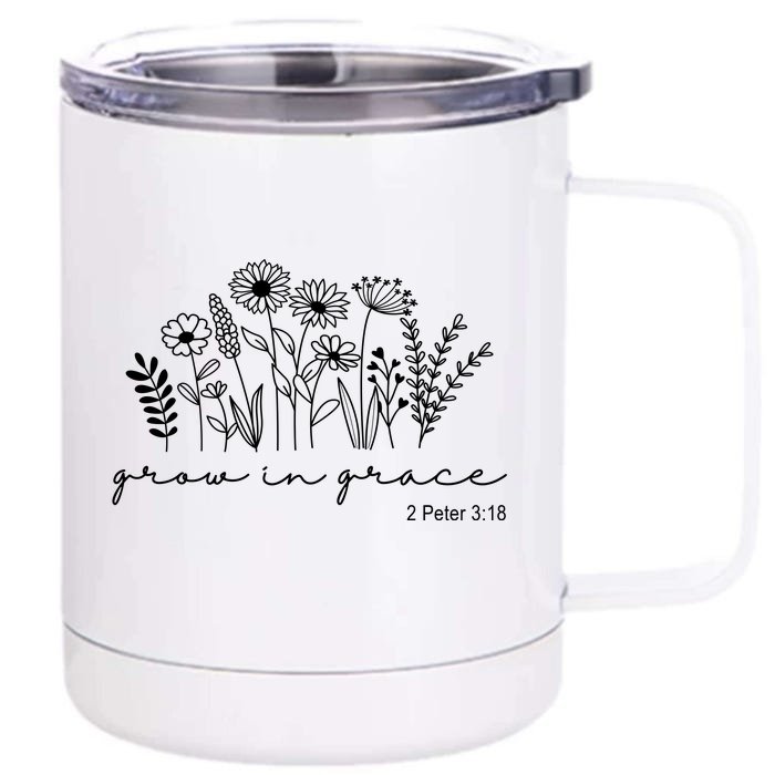 Grow In Grace 2 Peter 3:18 Floral Front & Back 12oz Stainless Steel Tumbler Cup