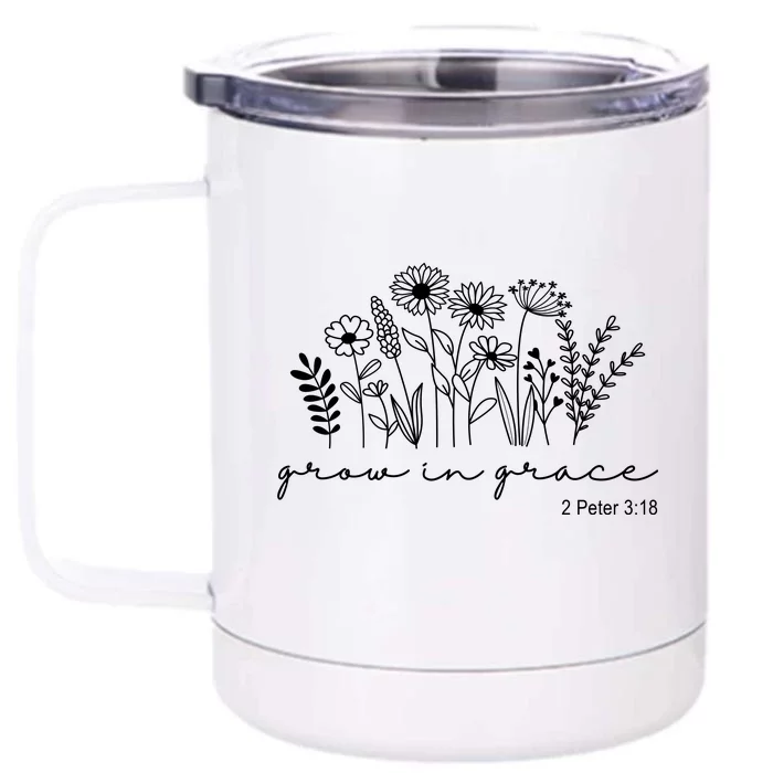 Grow In Grace 2 Peter 3:18 Floral Front & Back 12oz Stainless Steel Tumbler Cup