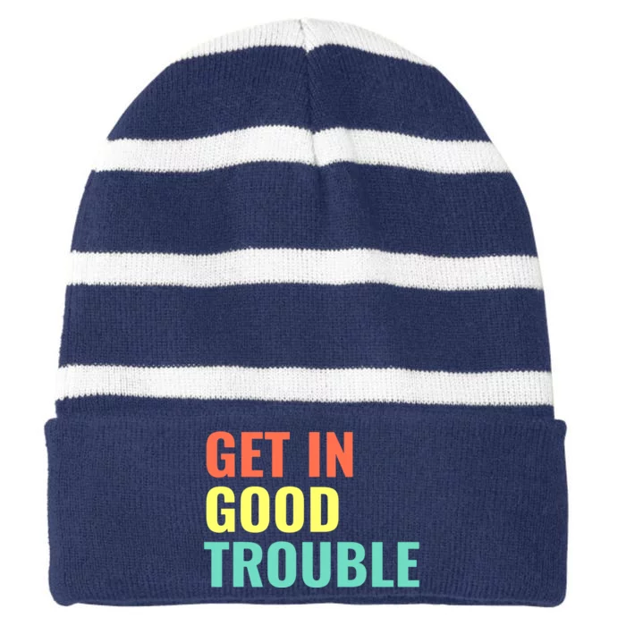 Get In Good Necessary Trouble John Lewis Social Justice Gift Striped Beanie with Solid Band