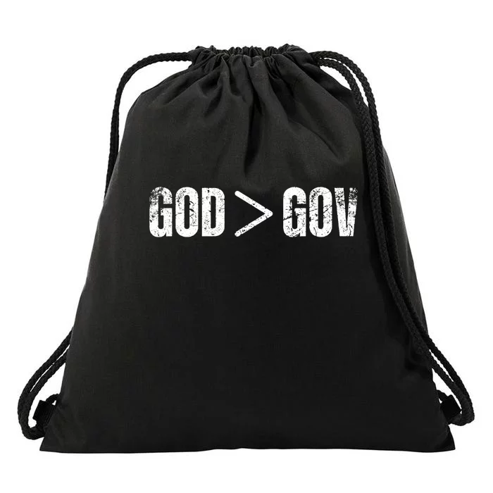 God Is Greater Than Gov Vintage Distressed Anti Government Drawstring Bag