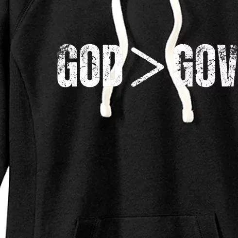 God Is Greater Than Gov Vintage Distressed Anti Government Women's Fleece Hoodie