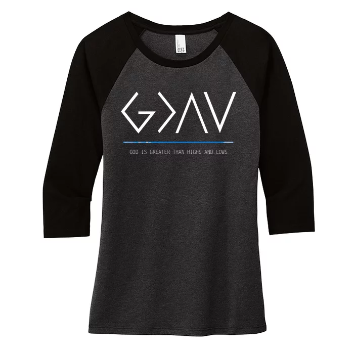 God Is Greater Than The Highs And Lows Women's Tri-Blend 3/4-Sleeve Raglan Shirt