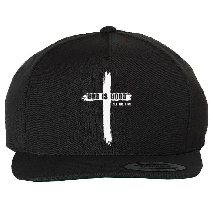 God Is Good Cross Funny Christian Wool Snapback Cap