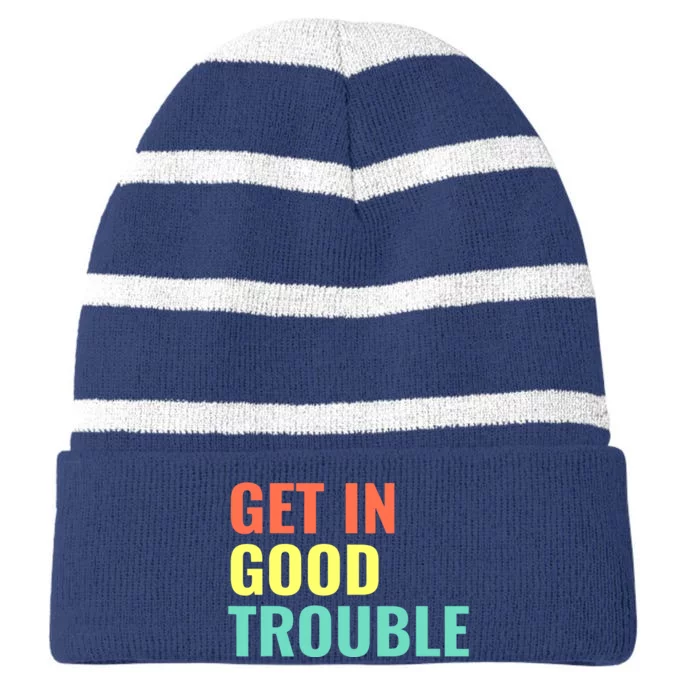 Get In Good Necessary Trouble Striped Beanie with Solid Band