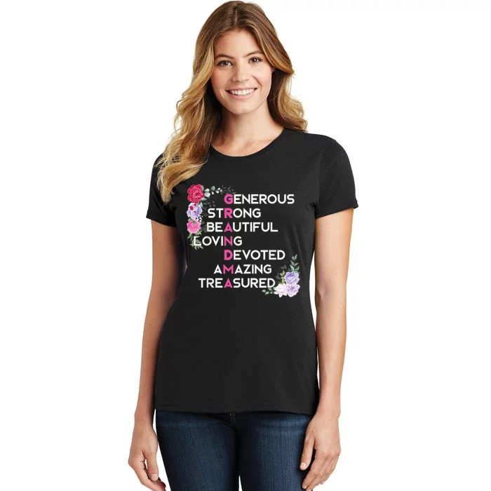 Grandma Is Generous Strong Beautiful Mothers Day Grandmother Women's T-Shirt