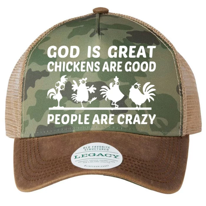 God Is Great Chickens Are Good People Are Crazy Legacy Tie Dye Trucker Hat