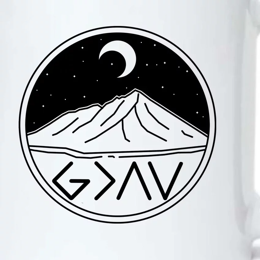 God Is Greater Than High And Lows Mountain Camping Black Color Changing Mug