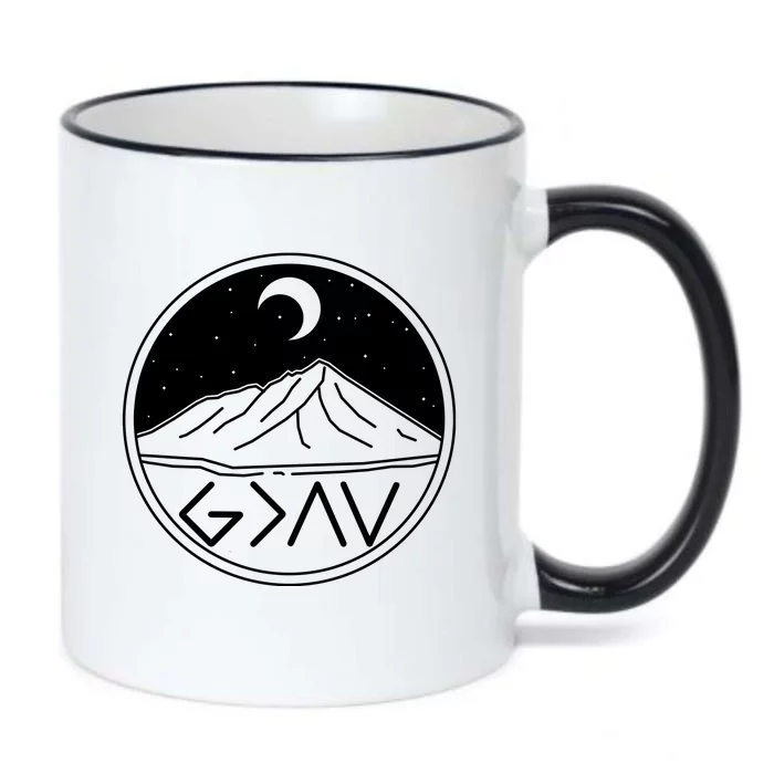 God Is Greater Than High And Lows Mountain Camping Black Color Changing Mug