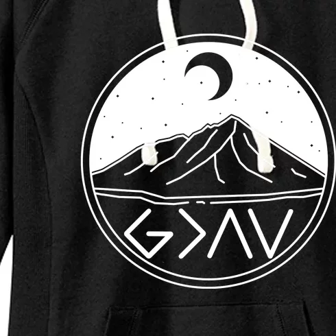 God Is Greater Than High And Lows Mountain Camping Women's Fleece Hoodie