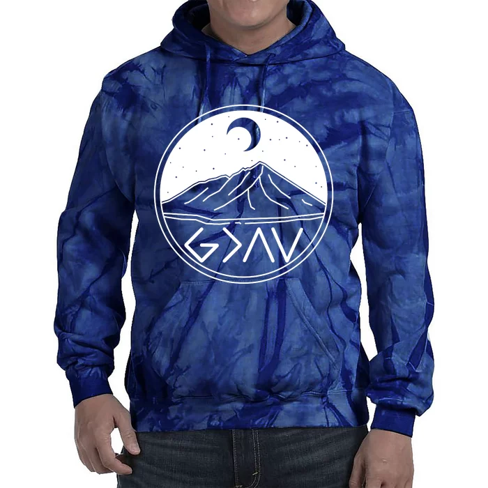 God Is Greater Than High And Lows Mountain Camping Tie Dye Hoodie