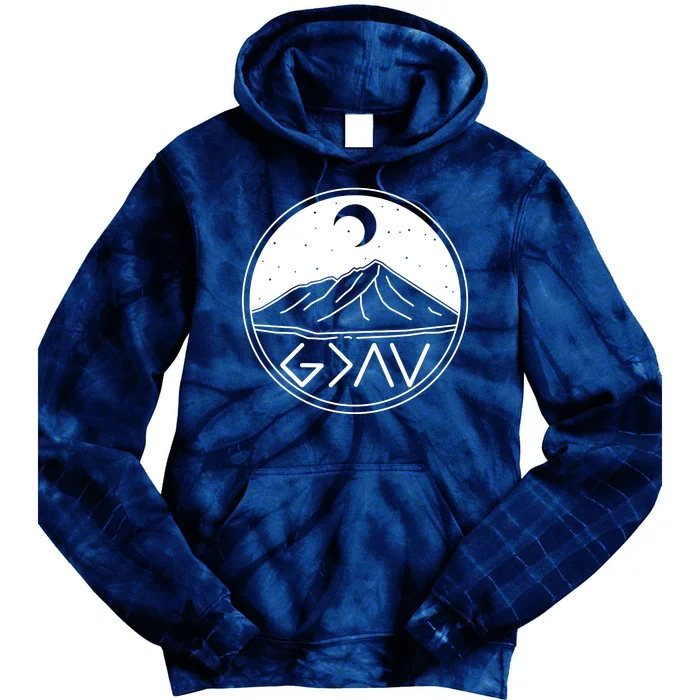 God Is Greater Than High And Lows Mountain Camping Tie Dye Hoodie